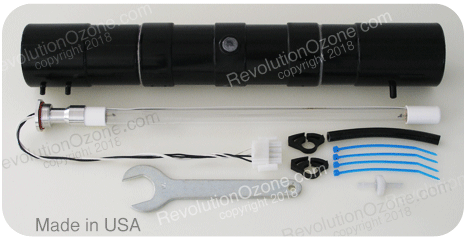 A black tube with tools and other items on it.